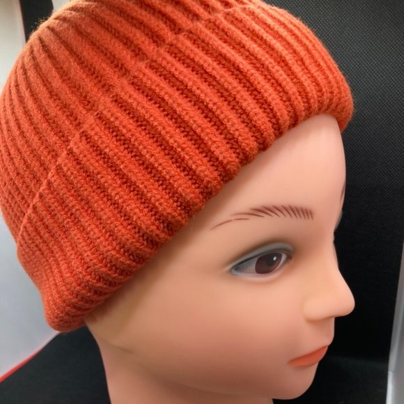 Orange Short Beanie Hat main image 4